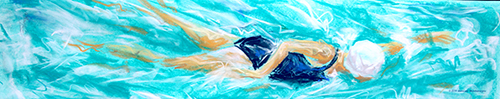 Swimmer pastel drawing