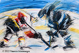Ice hockey Pastel Paitings by Vanessa Montenegro