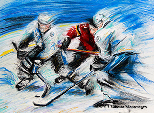 Ice Hockey Pastel Painting