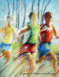 Runners Pastel Drawing By Vanessa Montenegro